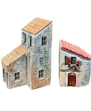 Vintage Gault French Miniature Houses Figurine Mediterranean Style Set of 2